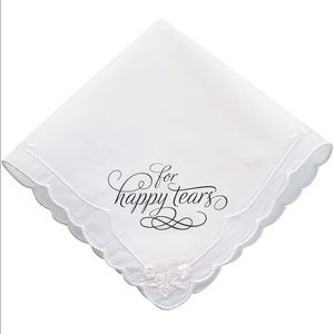 Wedding For Happy Tears Keepsake Hankie 12" Bride White Handkerchief Scarf